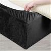 DUJUIKE Mantovana Giroletto Vestiletto Coprirette, Mantovana in velluto riccio per divano letto, Protezione Del Giroletto, Trasforma una base per letto(Queen Bed Width:150-160cm,Nero)