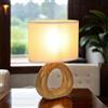 Licht-Erlebnisse Lampada da tavolo base in ceramica paralume in tessuto H: 28 cm piccolo marrone beige E14 lampada da comodino camera da letto lampada da tavolo soggiorno