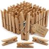 MIJOMA Mini mollette in legno 72 pezzi 25 mm - per bricolage, appendere foto e confezionare regali - color naturale con molla in metallo - per decorazione e fai da te