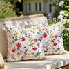 DecorMommt Federe Cuscini Divano 50x50 cm Copricuscini Decorativi da Esterno Impermeabile Fiori Selvatici Estivi Fodere Cuscino Copricuscino Quadrato con Cerniera per Giardino Soggiorno 2 pezzi Beige
