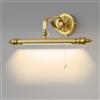 ACMHNC Lampada Specchio Bagno, 51cm LED applique bagno oro con Interruttore a Catena, IP44, 4000K, 8W 720lm, Braccio Regolabile 240°, luce per Toletta e Quadri, 230V