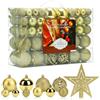 Aitsite 101 pezzi Palline per albero di Natale in oro, 6 cm/4 cm/2 cm, in plastica, decorazioni per albero di Natale, ornamenti per parete, palline per albero di Natale, scintillanti, decorazioni per