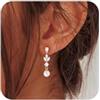 WATEFOER Orecchini Pendenti con Perla per Donna Orecchini Goccia con Perle in Zirconi Placcati Oro 14k Orecchini da Sposa per Matrimonio Regalo Gioielli per Natale San Valentino (Oro)
