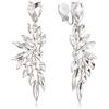 Clearine - Orecchini a clip da donna con bellissimi cristalli scintillanti a forma di marquise, cluster a foglia e goccia, per matrimonio, festa, cerimonia nuziale, Cristallo