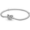 PANDORA Bracciale Moments in maglia snake in argento Sterling con chiusura a farfalla e zirconia cubica trasparente, 17