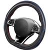 Car Passion Coprivolante Auto D Shape a Forma di D per Volanti Tagliati in Basso in Ecopelle Antiscivolo, Resistente ed Elastico - Design Sportivo per Volanti 37-38 cm - Comodo e Facile da Installare (Blu)