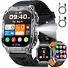 BENYAR SMART Smartwatch Uomo Militare 2.0 con Chiamate Bluetooth, 1000mAh, Torcia LED, 100+ Modalità Sportive, Monitoraggio della salute, IP68 Impermeabile, 3 Cinturini per Android iOS, Silicone
