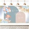 Hnmdmyi 2.1x1.5m Sfondo Baby Shower We Can Bearly Wait Adorabile Orso Fiori Blu Erba di Pampa Palloncino Fotografia Sfondo Neonato Baby Shower Compleanno Decorazioni Festa Banner Photo Booth Props