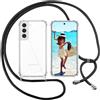 ISOI Cover con Cordino per Samsung Galaxy S22, Custodia Trasparente con Collana Tracolla Laccio Collo Ultra Sottile Morbido TPU Silicone Antiurto AntiGraffio Case, Nero