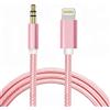 Wahbite Cavo AUX per iPhone, cavo audio da Lightning a 3,5 mm in nylon intrecciato per iPhone 12 11 XS XR X 8 7 6 iPad iPod a auto/stereo domestico/cuffie/altoparlante, adattatore jack per cuffie certificato