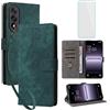 IUQXU Cover per OnePlus Nord 5 5G Libro con Pellicola Vetro Temperato [Blocco RFID] Antiurto Supporto Custodia in Pelle Portafoglio per 1+ Nord 5 PlusOne One Plus Nord5 Verde