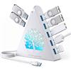JoyReken Hub USB 3.0 a 7 porte, splitter USB verticale bianco con illuminazione RGB a forma di albero, trasferimento ad alta velocità 5 Gbps, cavo di prolunga da 0,6 m, compatibile con PC, MacBook