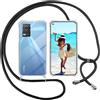 ISOI Cover con Cordino per Realme 8 5G, Custodia Trasparente con Collana Tracolla Laccio Collo Ultra Sottile Morbido TPU Silicone Antiurto AntiGraffio Antiscivolo Case, Nero