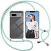 ISOI Cover con Cordino per Google Pixel 7A, Custodia Trasparente con Collana Tracolla Laccio Collo Ultra Sottile Morbido TPU Silicone Antiurto AntiGraffio Antiscivolo Case, Verde
