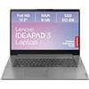 Lenovo IdeaPad 3 Laptop | Display Full HD 17,3 | AMD Ryzen 5 5625U | 8 GB di RAM | SSD 512 GB | Scheda grafica AMD Radeon | Windows 11 | QWERTZ | Grigio artico | 3 mesi Premium Care