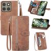 Fertuo Cover per Motorola Edge 70 Fusion, Custodia a Libro in Pelle PU Flip Case con Porta Carte, Chiusura Magnetica e Cinturino [Disegni di Fiori] Portafoglio Interno Silicone Antiurto, Marrone