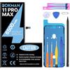 bokman Batteria per iPhone 11ProMax, alta capacità, 6500 mAh, batteria con astuccio per attrezzi e nastri adesivi