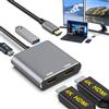 Azuxreza Adattatore USB C a HDMI Dual 4K @60Hz 4 in 1 Convertitore con ricarica PD 100 W, USB 3.0, Splitter per schermo esteso compatibile con Thunderbolt 3/4