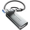 WARRKY USB 3.0 Video-Capture-Karte, 1080P 60FPS HDMI auf Typ C/USB A Capture Card für Aufnahme und Streaming [Nylon geflochtenes Kabel, Aluminiumgehäuse] für Windows/MacOS/PC, Switch, Xbox, PS4 und 5
