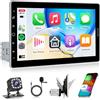 podofo Autoradio 1 Din Senza fili CarPlay Android Auto, lettore da 10,1 pollici IPS Touch Screen ruotabile per auto con Bluetooth, radio AM/FM/RDS, controllo al volante, EQ, Mirror Link, USB