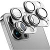 SY SHANGYAN 2 Pezzi Protezione Lente Fotocamera per iPhone 15 Pro/15 Pro Max,Copertura Posteriore in Vetro Temperato AR in Metallo,Anti-Graffio,Forte Adesione,Compatibile con Custodie,Facile da Installare-Argento