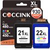 COCCINK 21 22 XL Cartuccia d'inchiostro per HP 21 XL 22XL Compatibile Con PSC 1410 OfficeJet 5610 4355 Fax 3180 Deskjet D2360 D2460 D1530 F335 F380 F390 F2180 F2290 3940 F2110 F2180 F2280 F370 F4180