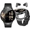 AIEK Smart Watch con auricolari, effettuare chiamate/risposte, monitoraggio del sonno della frequenza cardiaca, Siri 100+modalità sport, orologio fitness da 1,85 pollici per uomo donna (Nero)