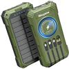 Hicyzoe Power Bank Solare, Caricabatterie Portatile Wireless per Cellulari da 26800mAh, Batteria Esterna a Ricarica Rapida QC3.0 da con 4 Cavi Integrati, Ingresso/Uscita USB-C, con Doppia Torcia per Esterni