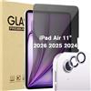 ProCase 1 Pezzi Pellicola Privacy iPad Air 11 Pollici M2/M3 2024/2025 + 2 Pezzi Camera Lens Protector Abbinato ai Colori dell'iPad, Vetro Temperato Privacy iPad Air 11" A3266 A2902 -Viola