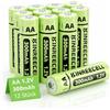 KINREECELL Batterie AA ricaricabili, batterie solari NI-MH, capacità reale, 1,2 V, precaricate per luci solari, catene luminose, luci solari (AA-300 mAh, 12 pezzi)