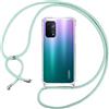 ISOI La Custodia Trasparente per Cellulare per OPPO A54 5G/OPPO A74 5G con Cordino può Essere trasportata Casualmente Come Una Borsetta o Una Tracolla Quando esci - Verde