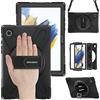 BRAECN Cover Compatibile con Samsung Galaxy Tab A8 10.5 Pollici 2022 SM-X200/SM-X205/SM-X207, Antiurto Robusto Custodia con Supporto Girevole a 360°, Cinghia a Mano e Tracolla, Nero