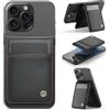 Ysjisy Portafoglio per Magsafe, Porta Carte Cellulare Magnetico, Pelle Wallet con Supporto Porta Carte Portafoglio Magnetico Portafoglio per iPhone Serie 17/16/15/14/13/12, Non per 13/12 Mini - Nero