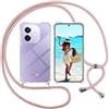 ISOI Cover con Cordino per Oppo A40/Oppo A40M, Custodia Trasparente con Collana Tracolla Laccio Collo Ultra Sottile Morbido TPU Silicone Antiurto AntiGraffio Antiscivolo Case, Rosa