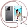 ISOI Cover con Cordino per Xiaomi 15, Custodia Trasparente con Collana Tracolla Laccio Collo Ultra Sottile Morbido TPU Silicone Antiurto AntiGraffio Case, Rosa