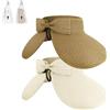 Andiker Cappello di paglia con visiera parasole con tesa larga per donne cappello pieghevole coda di cavallo cappelli da spiaggia con una borsa per l'estate nero bianco beige, Cachi+Beige, 44