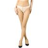 MESU Collant lucidi in seta, calze modellate, a vita alta, con apertura sul cavallo, Nude, XL-3XL