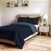 Italian Bed Linen Copripiumino Piazza e Mezza, Tinta Unita DoubleFace, Parure Copripiumino ZOE, con Sacco Piumone 200x200cm con patella 50cm + coppia federe 50x80cm BLU MARE/BLU