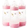 MAM Istruzioni in lingua straniera - Mam FB0403G Set da 3 biberon autosterilizzanti e anticoliche, da 260 ml, Rosa