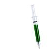 Penna a sfera a forma di siringa con liquido blu Vaccine personalizzate o neutre