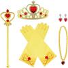Vicloon Nuovi Costumi da Principessa Set di 7 Pezzi Dono da Tiara, Accessori per Vestire Principessa, Accessori Diadema, Guanti, Bacchetta Magica, orecchino, Collana da 3 a 9 Anni (Giallo)