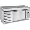 Ristoattrezzature Modello: 124430020052611,Banco pizza Classe A 2 porte 7 cassetti 202,5x80x100h cm per pizzeria ristorante a basso consumo energetico