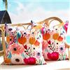 KWLET Fodera Impermeabile per Cuscino da Esterno 50X50 cm, Floreale Fucsia, Set di 2, Federa Decorativa Quadrata con Floreale Rosa E Arancione Stampa per Estate, Patio, Tenda, Giardino, Divano