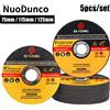 NuoDunco 5 pz/set 75/115/125mm disco da taglio in metallo smerigliatrice angolare lama per sega disco per mola in resina per utensile da taglio per legno con barra d'acciaio in metallo