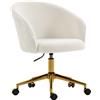 HOMCOM Sedia da Ufficio, Poltrona da Ufficio Ergonomica Regolabile in Altezza, Seduta Girevole, Base in Acciaio, Crema | Aosom Italy