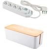 FANTON 484205S-B kit multipresa + box - Multipresa 4 prese bipasso schuko 2P+T 16A cavo 3 m. 3G1 H05VV-F spina a squadra italiana 2P+T 16A - interruttore bipolare luminoso - con box da tavolo