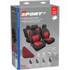 LAMPA Set coprisedili auto Lampa sport rosso-nero in jacquard con 4 copripoggiatesta
