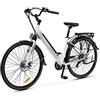 Argento E-Bike Omega, Motore 250W, Freni a Disco, Batteria 374Wh, Fino a 70km, Schermo LCD, Cambio Shimano 7 Rapporti, Bianco