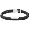Diesel Bracciale Da Uomo Impilabile, L 18,5 Cm Bracciale In Pelle Nera, DX1247040