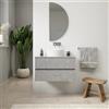 Parama Mobile da bagno sospeso 80 cm effetto cemento chiaro con top | Yili
